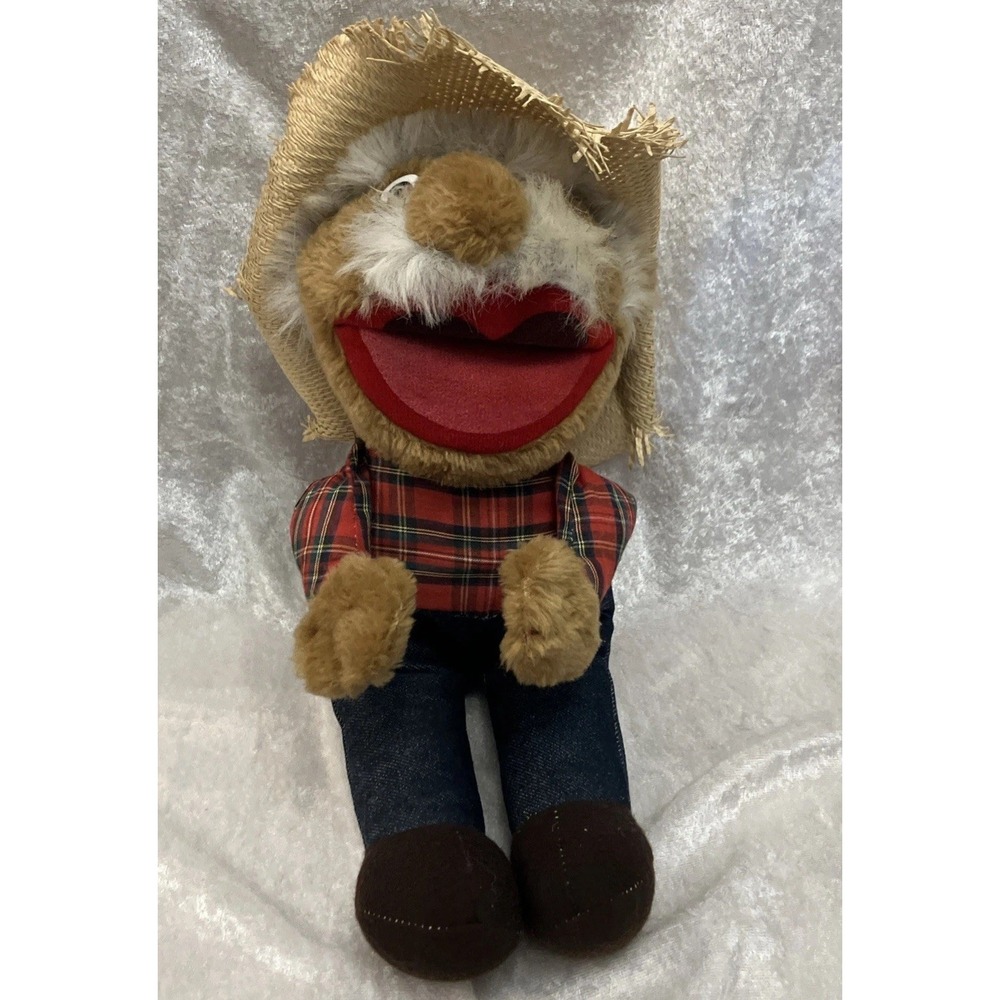 Vintage Shotgun Red Plaid Plush Cowboy Doll Hee Haw Straw Hat Steve Hall 15"
